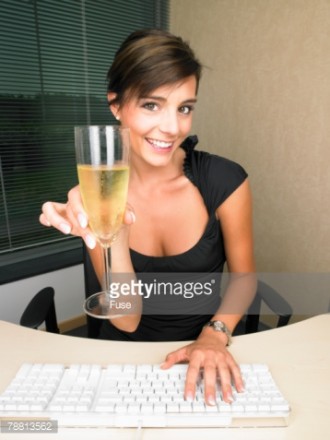 woman drinking champagne